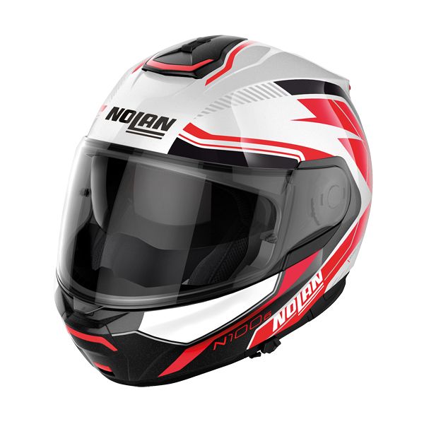 Nolan N100-6 N-Com Flip Face Helmet - white/red/black - Eurobike ...